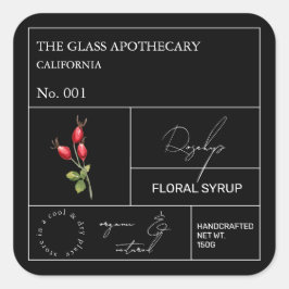 Apothecary Rosehip Label Quadratischer Aufkleber