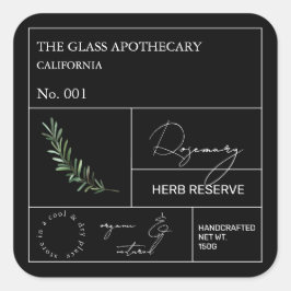 Apothecary Rosemary Label Quadratischer Aufkleber