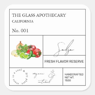 Apothecary Salsa Label Quadratischer Aufkleber