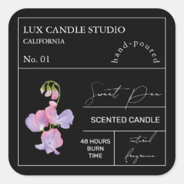 Apothecary Sweet Pea Scentle Candle Label Quadratischer Aufkleber