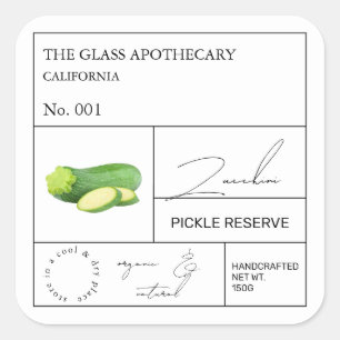 Apothecary Zucchini Quadratischer Aufkleber