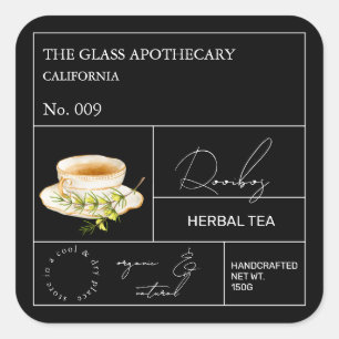 Apothekar Rooibos Kräutertee-Etikett Quadratischer Aufkleber