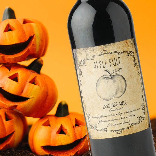 Apothekarhalloween Vintager Apfelmasse Weinetikett (Von Creator hochgeladen)
