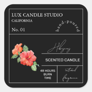 Apothekarischer Hibiskus Scented Candle Label Quadratischer Aufkleber