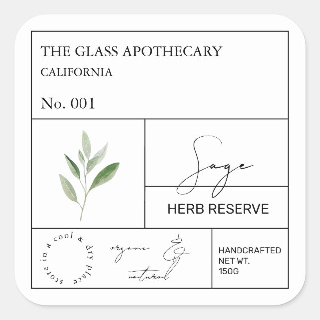 Apothekarisches Etikett Quadratischer Aufkleber (Vorderseite)