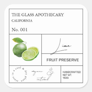 Apothekarisches Limones Etikett Quadratischer Aufkleber