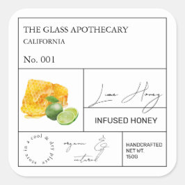 Apothekarisches Limones Honiglabel Quadratischer Aufkleber