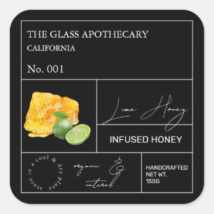 Apothekarisches Limones Honiglabel Quadratischer Aufkleber