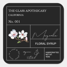 Apothekarisches Magnolienlabel Quadratischer Aufkleber