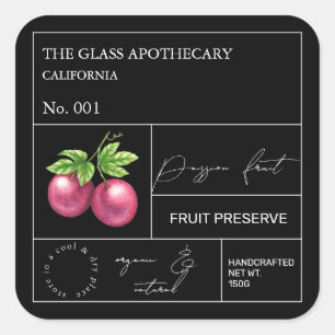 Apothekarisches Passion Fruchtlabel Quadratischer Aufkleber