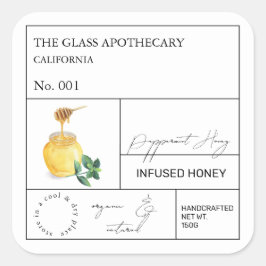 Apothekarisches Peppermint-Honigetikett Quadratischer Aufkleber