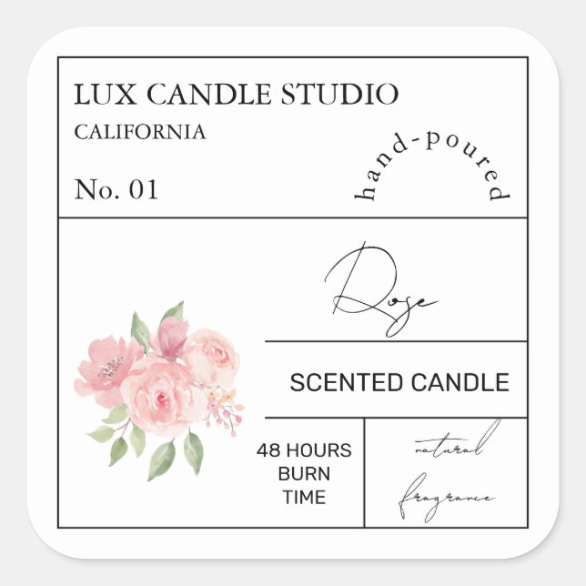 Apothekarisches Rose Geschlossene Kerze Quadratischer Aufkleber (Vorderseite)