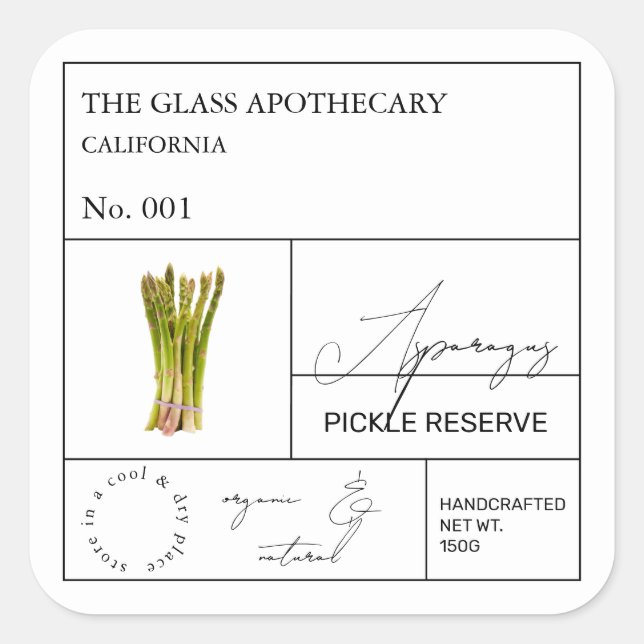 Apothekarisches Spargel Quadratischer Aufkleber (Vorderseite)