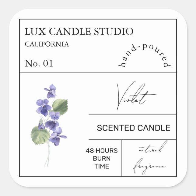 Apothekarisches Violet-Duftkronensiegel Quadratischer Aufkleber (Vorderseite)