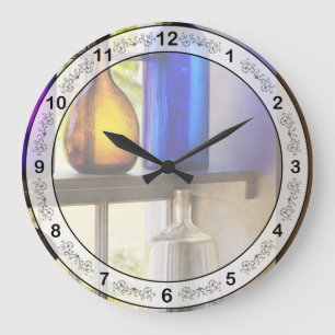 Apotheke - Buntes Glasgerät Große Wanduhr