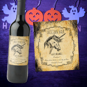 Apotheke Halloween Vintage Einhorn Haar Weinetikett