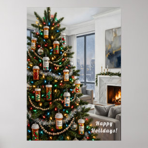 Apotheke Medizin Pillenflasche Ornament Weihnachte Poster