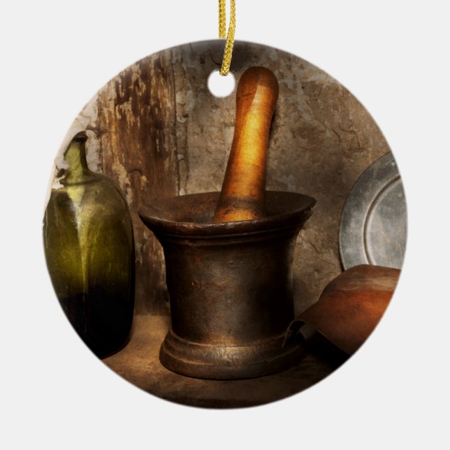 Apotheke - Mörser - Hausmittel Keramikornament (Vorne)