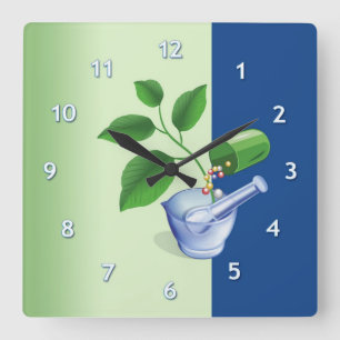 Apotheke Quadratische Wanduhr