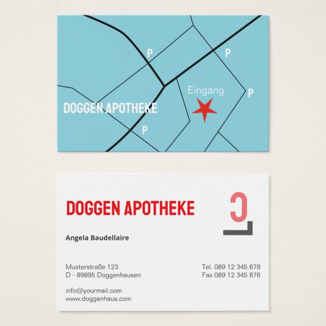 Apotheke Visitenkarten mit Ortungshilfe  (Vorne & Hinten)