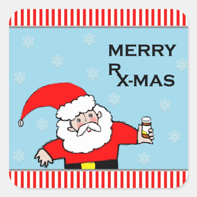 Apotheke Weihnachtsaufkleber Quadratischer Aufkleber (Vorderseite)