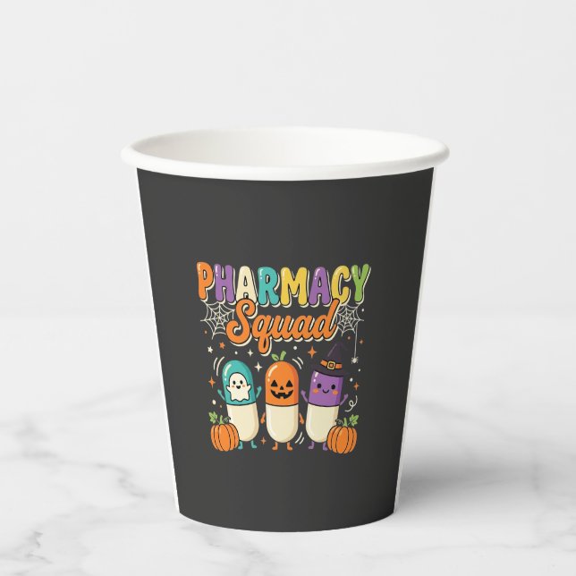 Apotheken-Team Halloween-Geist-Pillen-Design_1 Pappbecher (Vorderseite)