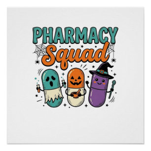 Apotheken-Team Halloween Vintage-Vector-Shirt-Desi Poster