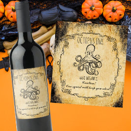 Apothekenhalloween Vintag Octopus Weinetikett