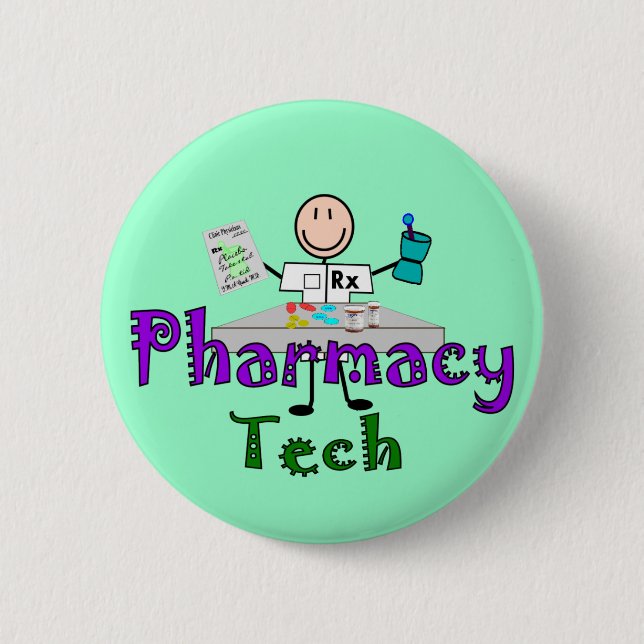 Apothekentechniker-Stickmännchen-Design-Geschenke Button (Vorderseite)
