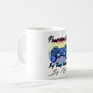 Apotheker bei Day Gamer nach Nacht Kaffeetasse