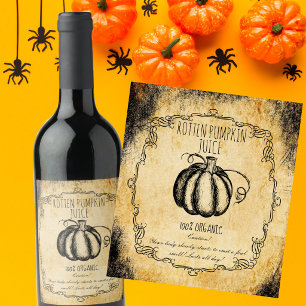 Apotheker Faule Kürbissaft Vintage Halloween  Weinetikett