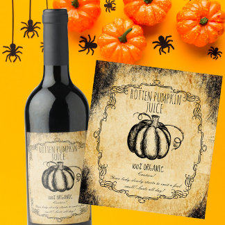 Apotheker Faule Kürbissaft Vintage Halloween Weinetikett