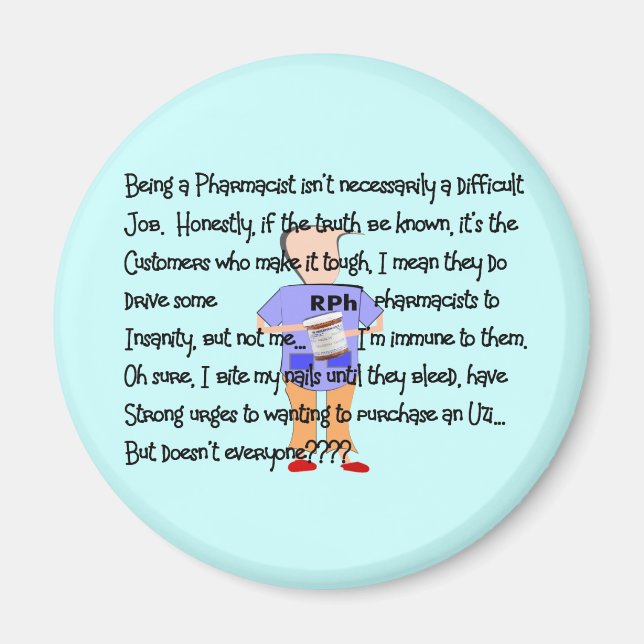 Apotheker gibt "Brink of Insanity" Geschichte Kuns Magnet (Vorne)