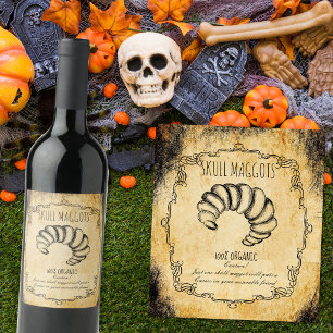 Apotheker-Halloween-vintage-Totenkopf-Madengruppe Weinetikett