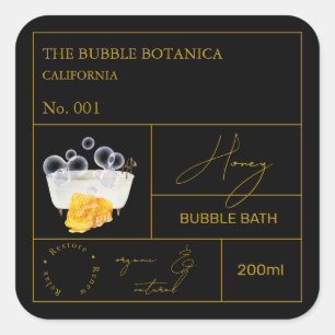Apotheker-Honey-Bubble-Bath-Etikett Quadratischer Aufkleber