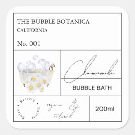 Apotheker-Kamille-Schaumbad-Label Quadratischer Aufkleber