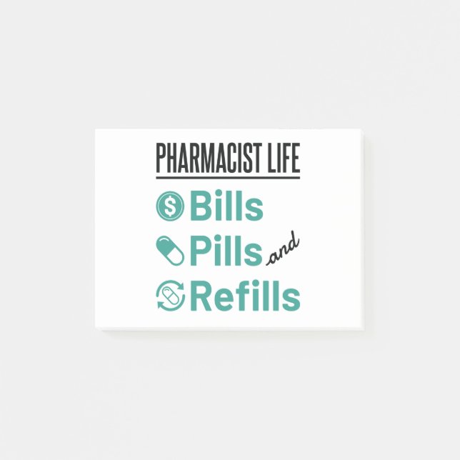 Apotheker Life Bills Pillen und Nachfüllungen Post-it Klebezettel (Vorderseite)