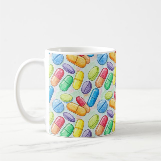 Apotheker Pinsel Wasserfarbe Rot Blau Pillen Kaffeetasse (Links)