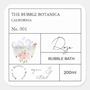 Apotheker-Rose-Schaumbad-Label Quadratischer Aufkleber