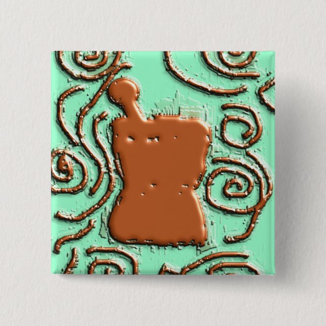 APOTHEKER Stampfe-u. Mörser-Entwurfs-Geschenke Button (Vorderseite)