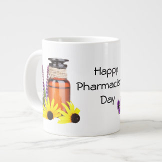 Apotheker-Tageskaffee-Tasse mit Flasche und Blumen Jumbo-Tasse
