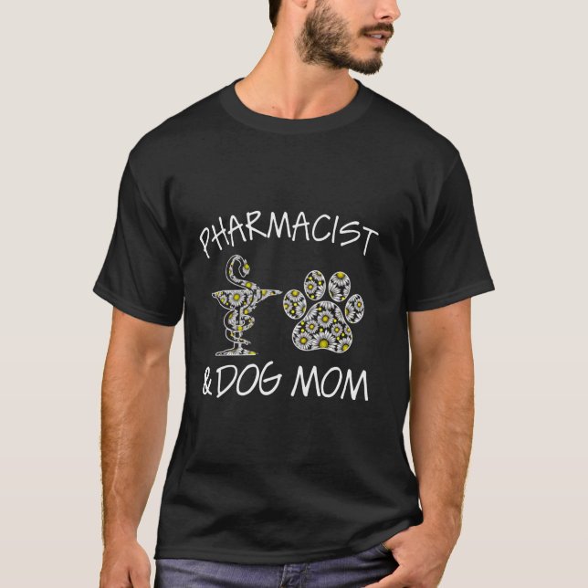 Apotheker und Hunde Mama Wildblumen Daisy Long Sle T-Shirt (Vorderseite)