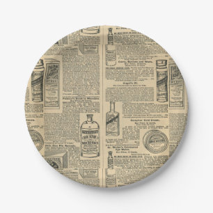 Apotheker Vintage Zeitungsanzeigen Pappteller
