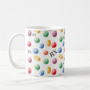 Apotheker Wasserfarbe Pillen RX-Symbol Kaffeetasse