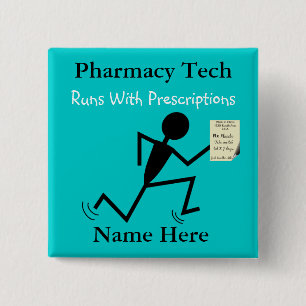 Apotheketech-Namen-Button-Abzeichen-Blau Button