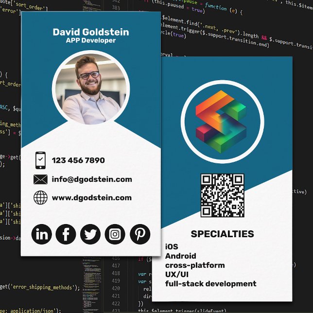App Developer - Blue Visitenkarte (Von Creator hochgeladen)