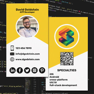 App-Entwickler - Gelb Visitenkarte
