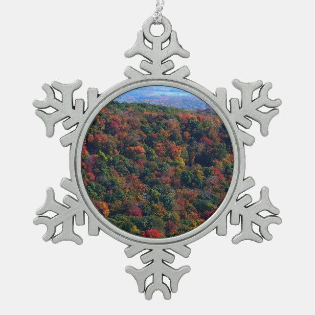 Appalachen im Herbst Schneeflocken Zinn-Ornament (Vorderseite)