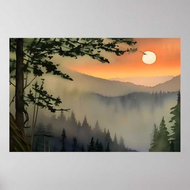 Appalachen - Sonnenaufgang Wasserfarbe Poster (Vorne)