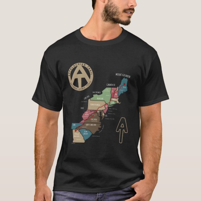 Appalachen Wanderkarte T-Shirt (Vorderseite)